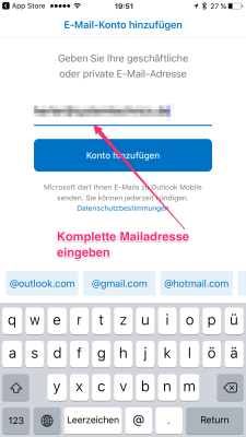 4. Mailadresse eingeben