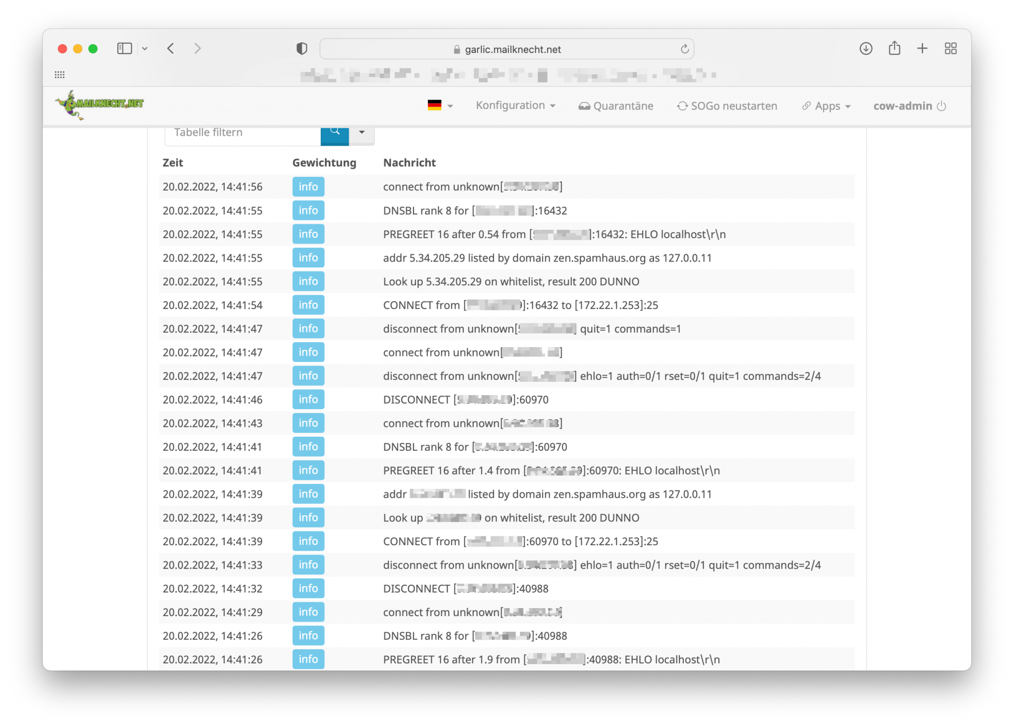 Merker MailCow Postfix Log fortlaufend ausgeben SystemTechnics
