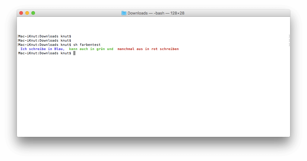 Bash Farbige Ausgaben Shell