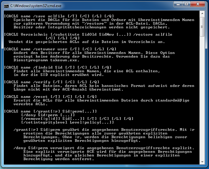 icacls - Verzeichnis-/Dateiberechtigungen